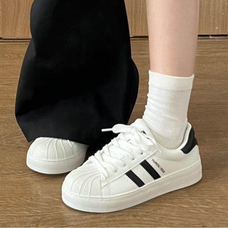 Thick-soled Round Head Shell Head Small White Shoes Women's 2025 Summer New Sports Shoes Casual Versatile Student Women's Shoes