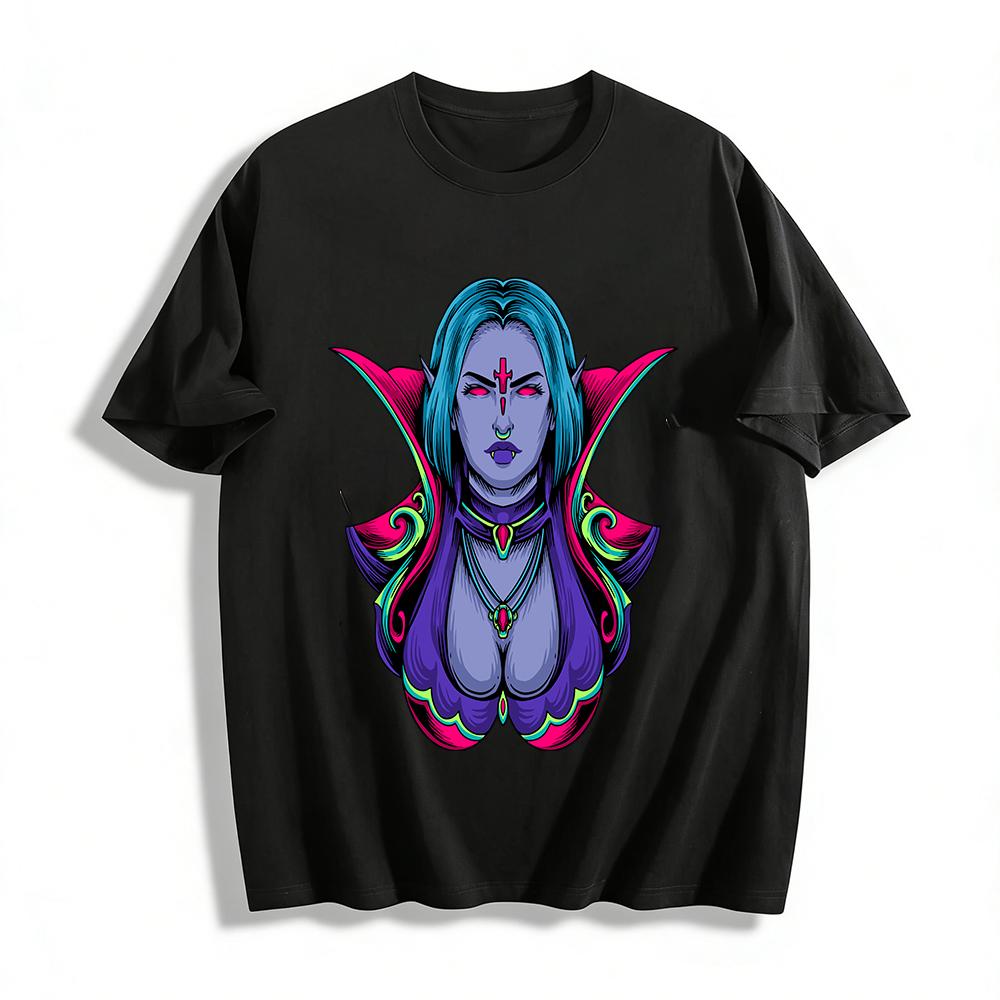 Dark Night Vampire Enchantress Print Edgy Cool Dark Style Tee Pure cotton T-shirt XXS