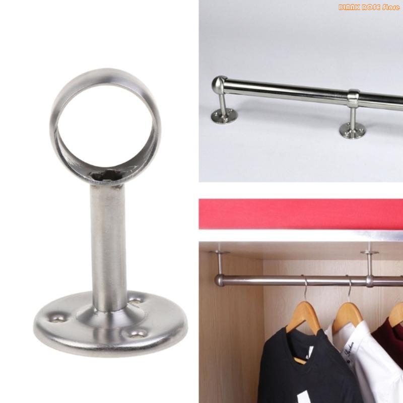 K1AE 2Pcs Home Hanging Rod Support Socket Closet Pole Sockets Flange Rod Holder
