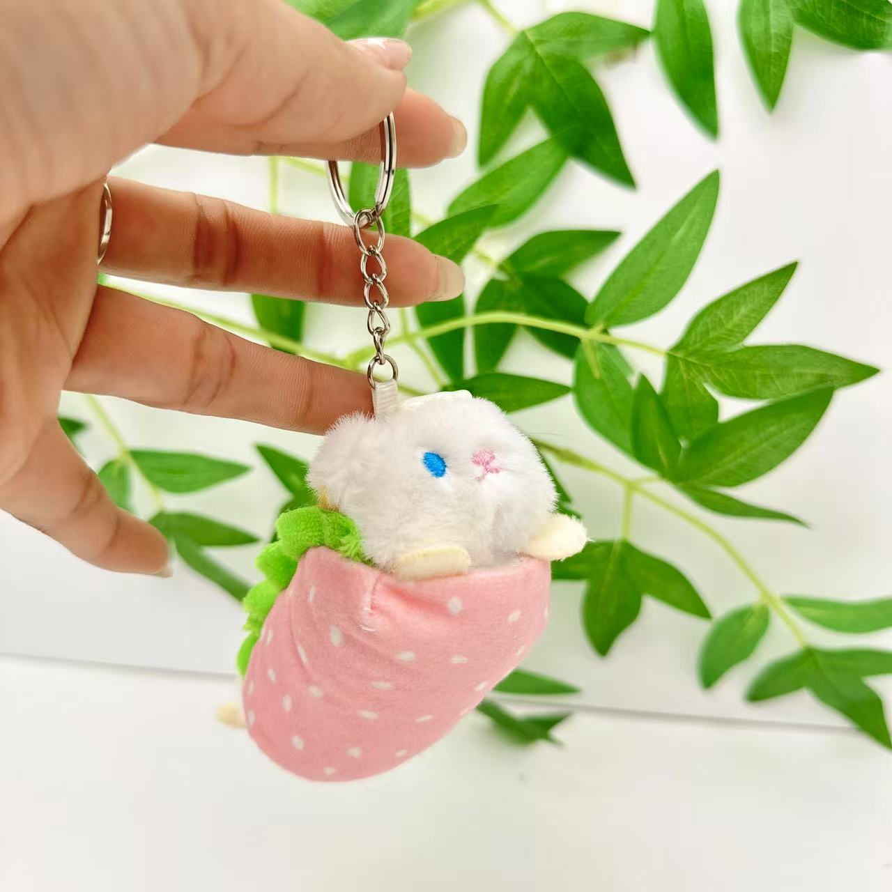 

Dog Poached Egg Animal Themed Plush Keychain For Kids Gifts Accessories And Hotdog Pink