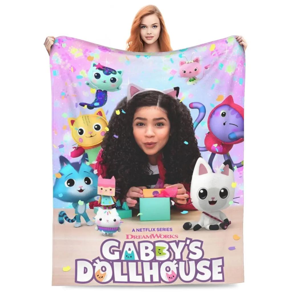 Cute G-Gabbys Girl Dollhouse Blankets Fleece Spring/Autumn Magic House Breathable Soft Throw Blanket for Bed Couch Rug Piece