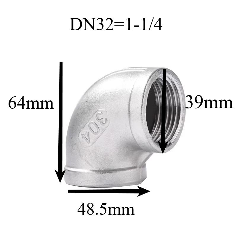 304 Edelstahl Innendraht Winkel Gewinde rechter Winkel 90 Grad Innengewindeanschluss Wasserrohrzubehör