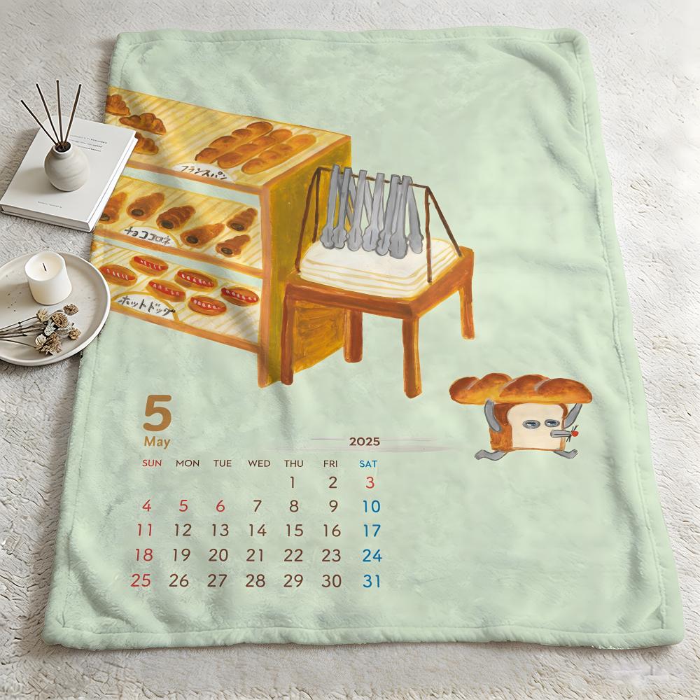 food B-Bread Thief-f Throw Warm Soft Flannel Blanket, Multi-use for Sofa Bed Camping Travel Nap