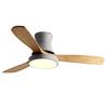 42-Inch Modern Minimalist Copper Ceiling Fan with Dual-Control Silent Light and Wooden Blades