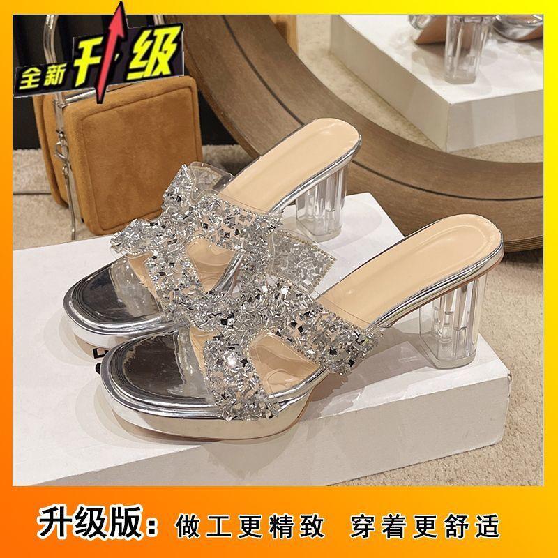 Versatile High Heels Wear Cool Slippers In the Summer of 2025 New Rhinestone Waterproof Platform Platform Shoes Are Not Tired of Sandals
