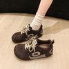 Retro style inner height increase German training shoes women's autumn 2025 new matte leather women's shoes show feet small casual sports shoes