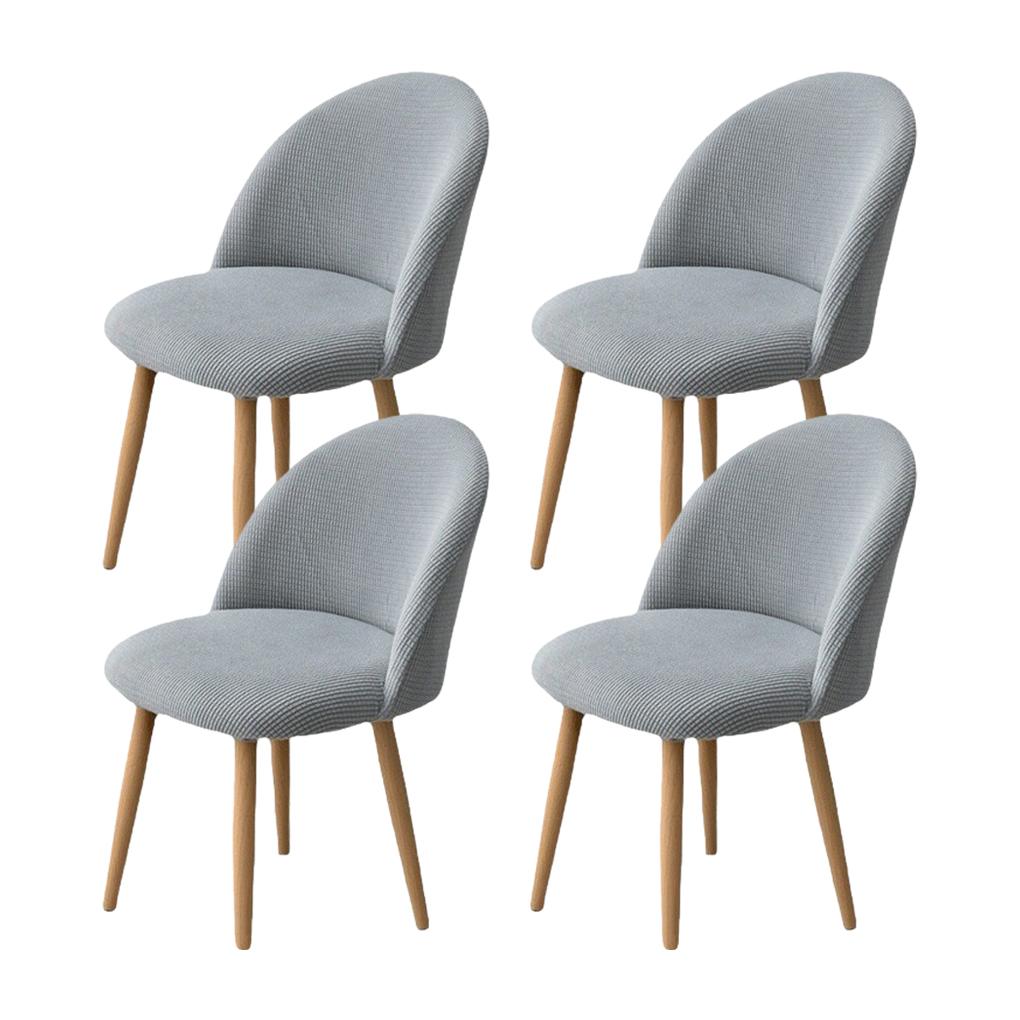 

4 шт./комплект чехлов для стульев с эластичным поясом, высококачественная текстура, устойчивая к грязи и царапинам, изысканный мягкий полиэстер для рукоделия, темно-серый серебряный серый