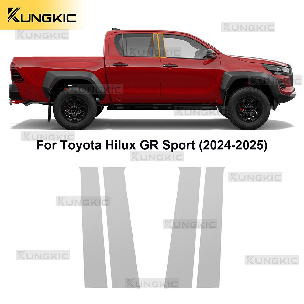 

For Toyota Hilux GR Sport 2024 2025 Headlight Rearview B C Pillars Clear Smoked Film Kit TPU Transparent Anti Scratch Sticker clear pillars film