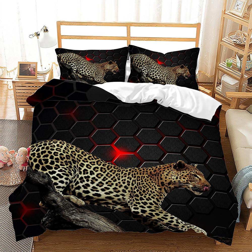Wild Animals Theme Duvet Cover Set Wolf Sun Lion Tiger 3D Print Comforter Cover King Queen Size for Boys Girls Kids Bedding Set