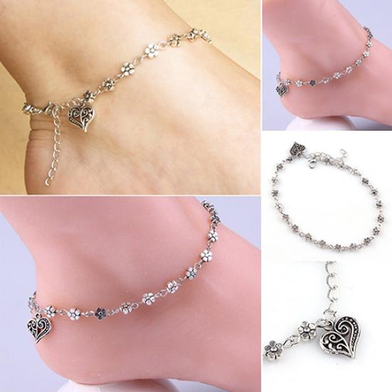 1Pc Retro Women Love Heart Chain Ankle Barefoot Sandal Beach Cute Foot Jewelry