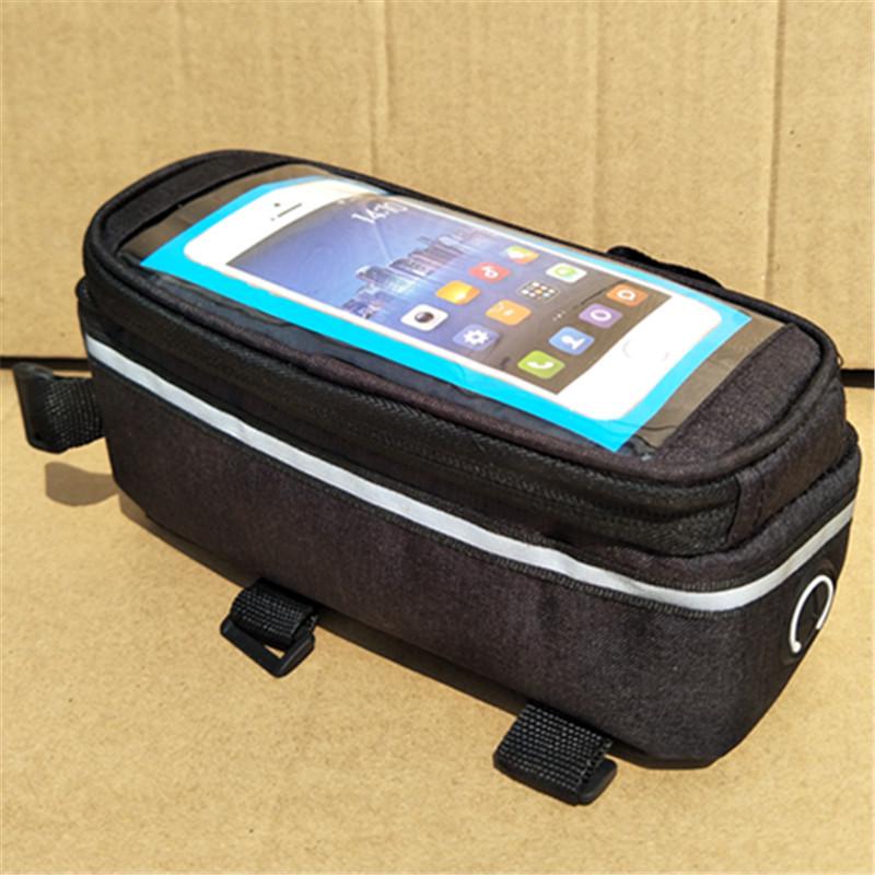 Front Beam Waterproof Touchscreen Phone Bag | Hard Shell Mountain Bike Saddle Bag 5 inch