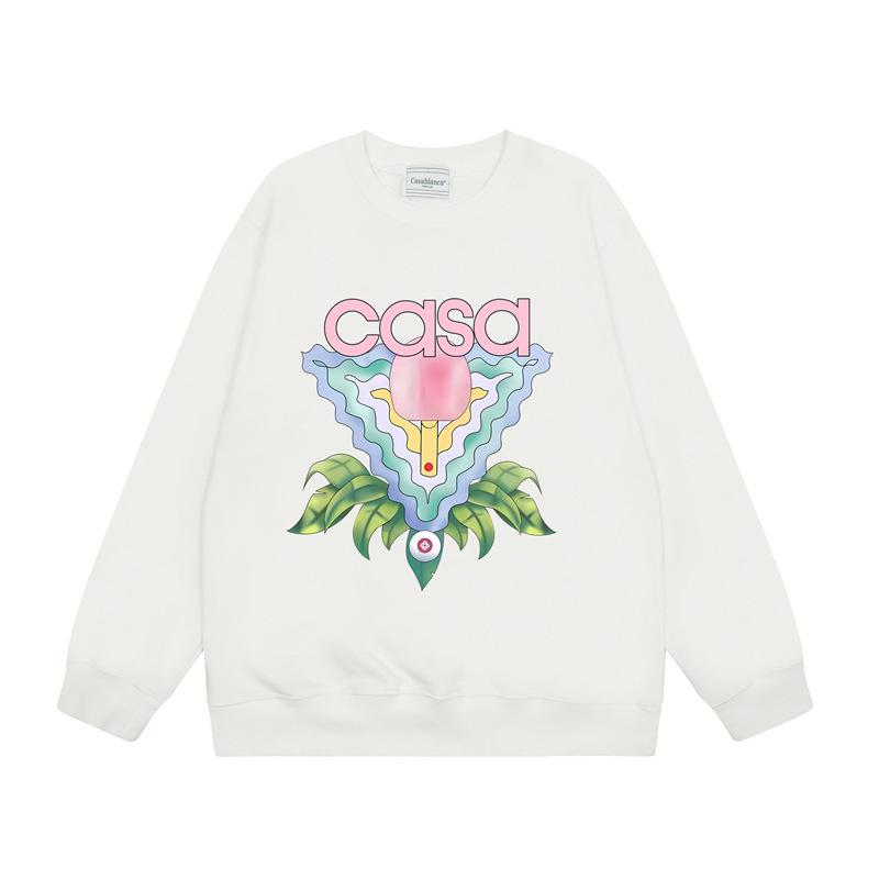 American Trendy Brand Casablanca Crew Neck Sweater Hoodie Men's Couple Ins Autumn and Winter Thickened Long-sleeved Women's T