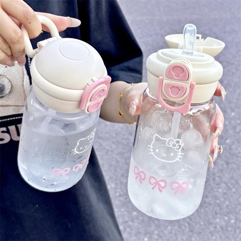 500ml Hello Kitty Brčko Kelímek Roztomilý Přenosný Plastový Kelímek Jednoduchý Studentský Dvojitý Kelímek na Pití Sportovní Nepropustný Kelímek na Vodu Dárek pro Dívky