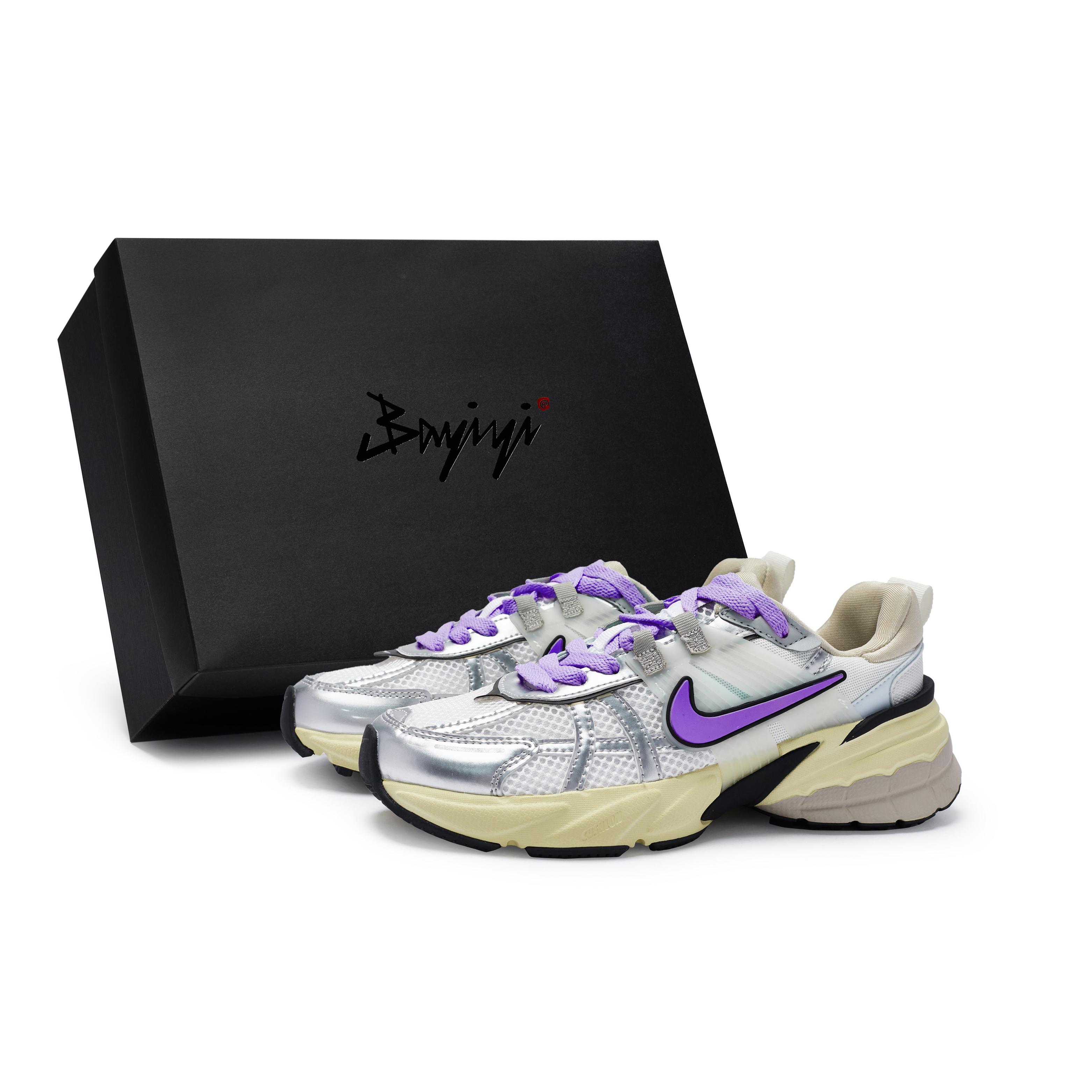 

Nike V2K Run Cushioning, Non Slip, And Waterproof Low top Running Shoes Women s Silver White Purple FD0736-100(Team80-SBOX) 44
