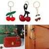 Creative Cherry Keychain Leather Fruit Double Heart Key Chain Pendant Bag Ornament Accessories for Car Key Bag Purse