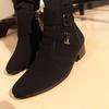 2021 pointed leather shoes men's single shoes trend high-top men's boots short boots spring and autumn mid-boots men's shoes pu men's and women's