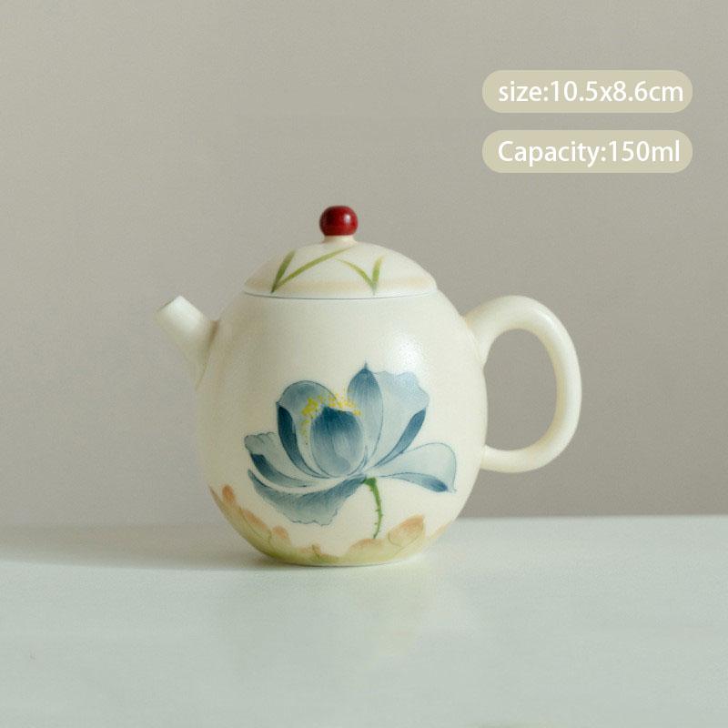 Chinese Traditional Ceramic Teapots Handmade Flowers Dragon Egg Tea Pot Teacup Household Beauty Tea Infuser Kettle Tea Set