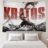 Custom Name God of War Print Tapestry, Backdrop, Easy Setup, Ideal for Bedroom, Office & Living Room, with Aesthetic Wall Hanging Decor.