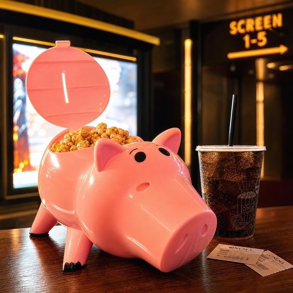 Popcorn Bucket Container with Lid Designed as Animal Shape Durable Plastic Material Suitable for Snacks Storage and Serving at Home or Events