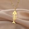 Fish Bone Animal Hollow Pendant Simple Men's and Women's Stainless Steel Necklace Party Jewelry Gift Wholesale 2025 New
