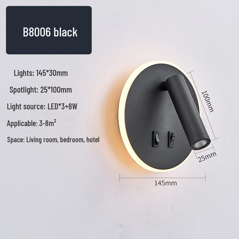 Modern Minimalist Indoor LED Wall Lamp with USB Reading Light for Bedroom or Living Room.