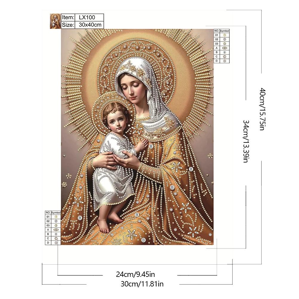 Marian Religion Diamond Painting Kit 30x40cm for Adults Beginners Gift 5D DIY Embroidery Crystal Rhinestone Art, Home Wall Decor