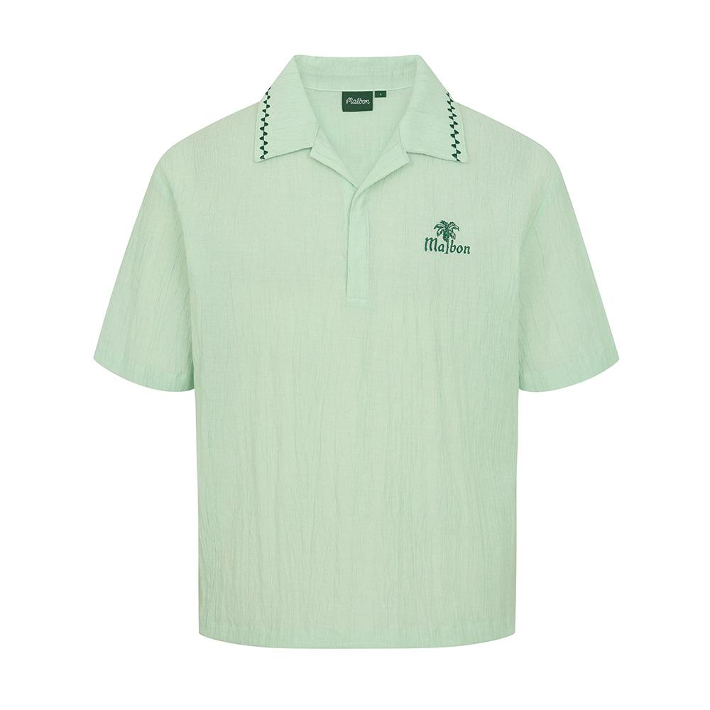MALBON GOLF Summer Pleated Half-Open Collar T-Shirt Mint Green (Man)