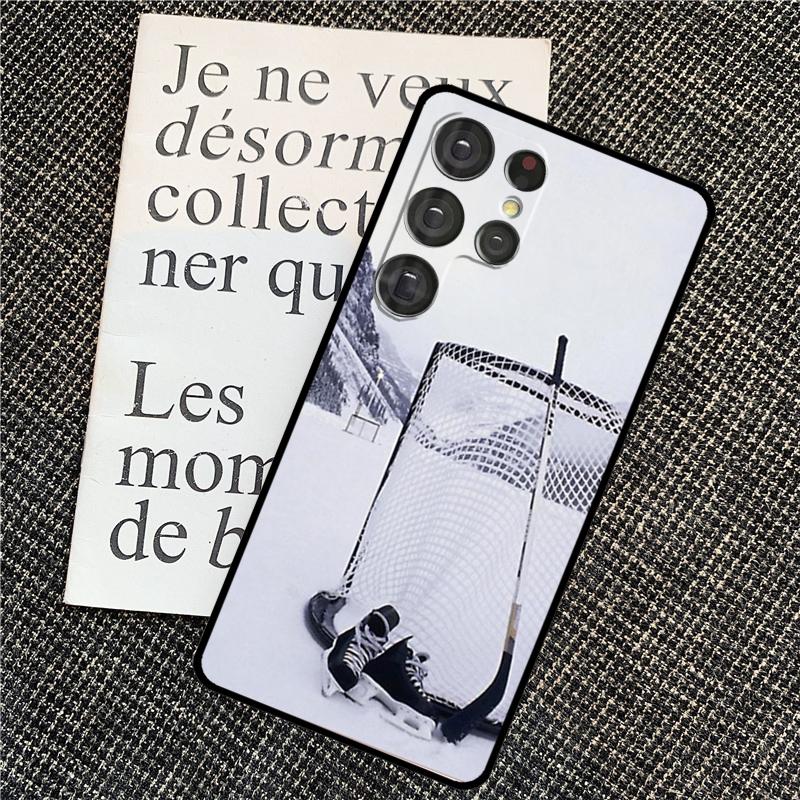 Hockey Stick and Puck Case For Samsung Galaxy S21 S22 S23 S24 Ultra Note 20 Note 10 S8 S9 S10 Plus S20 FE Cover