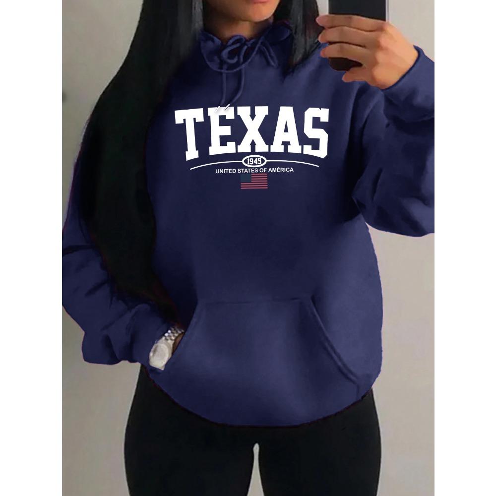 Texas Usa City Art Letter 1945 Print Women Hoody Harajuku Loose Hoodies Casual Street Y2K Sportswear Clothes