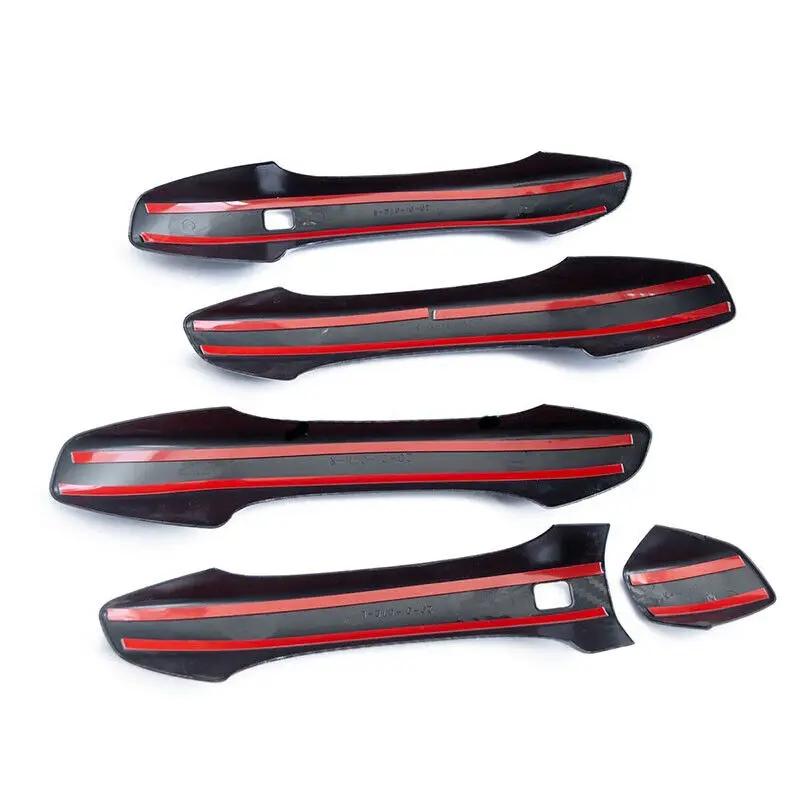 For Kia K5 Optima 2025 2025 2025 LHD Car Carbon Fiber Style Silver Exterior Door Handle Moulding Cover Trim Smart Keyhole Decor