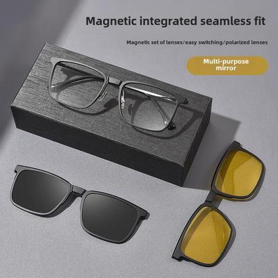 Yeni Erkek Polarize 3'ü 1 Arada Manyetik Güneş Gözlüğü UV Korumalı ve Gece Görüş Filmli TR B5088M