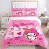 3pcs My Melody Quilt Set Cartoon Themed Bed Quilt Set Lovely Character Bedroom Decor Bed Quilt Set Four Seasons (1 Cover + 2Pillowcase NO Comfort
