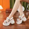 Platform sandals women's 2025 summer new small fragrant style Internet celebrity thick heel heightening shoes fashionable versatile Roman women's shoe