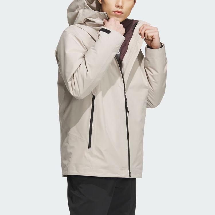 Adidas 3-In-1 Rain.Rdy Reversible Logo Outdoor Waterproof Sports Down Liner Jacket Men Jacket Beige IL8969