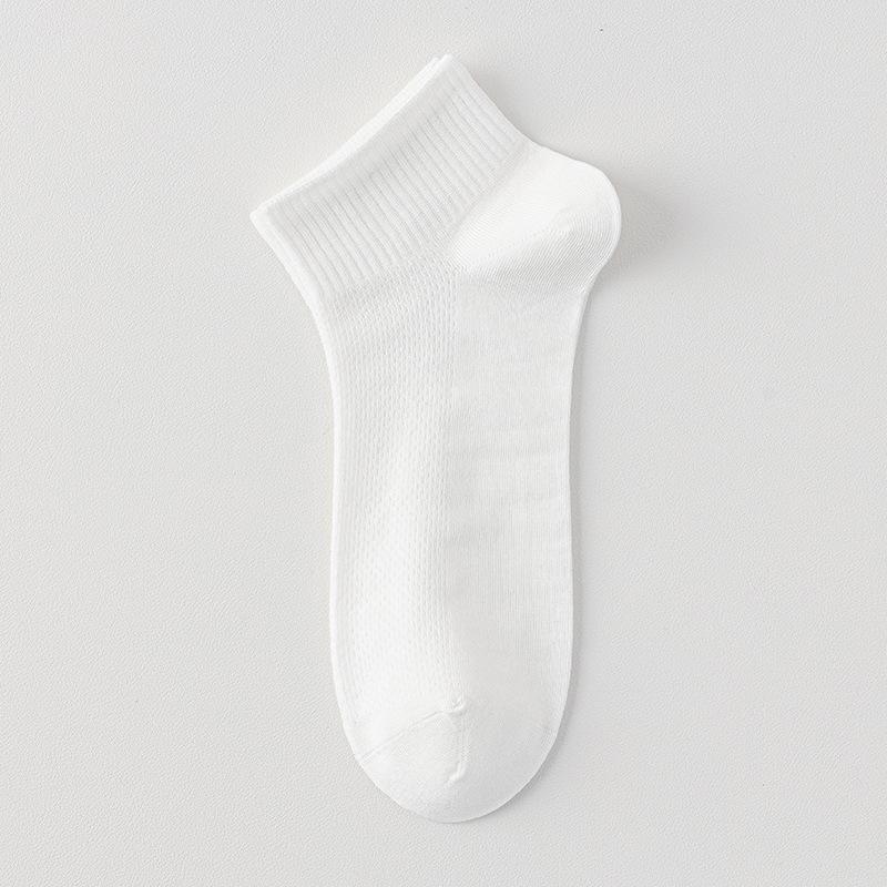 Men's Summer Thin Solid Color Versatile Breathable and Sweat Absorbing Boneless Mesh Short Socks