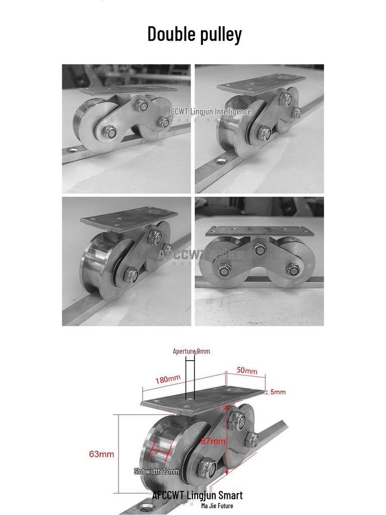 Elektrisk skjutdörr 201 Massivkärna Rostfritt stål 304 Dubbelspårig skena med expansionsskruvar