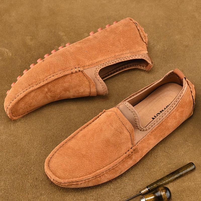 Spring Trendy British-Style Men's Slip-On Shoes - Solid Color, Simple, Casual, Large Size, Korean Fashion.