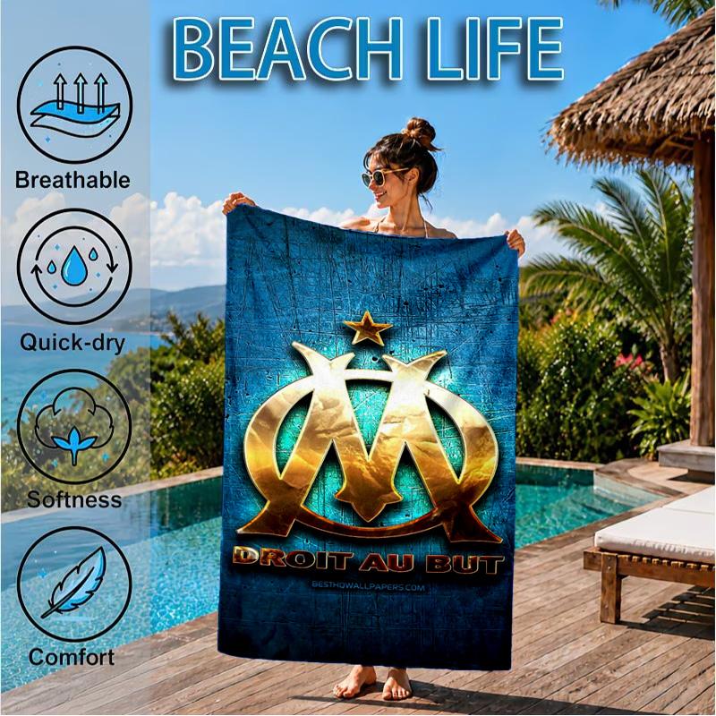 Flame Logo Design Printed Microfiber Beach Towel, Soft And Absorbent, Quick-Dry, Ideal for Summer Travel, Beach Essential, Swimming Pool