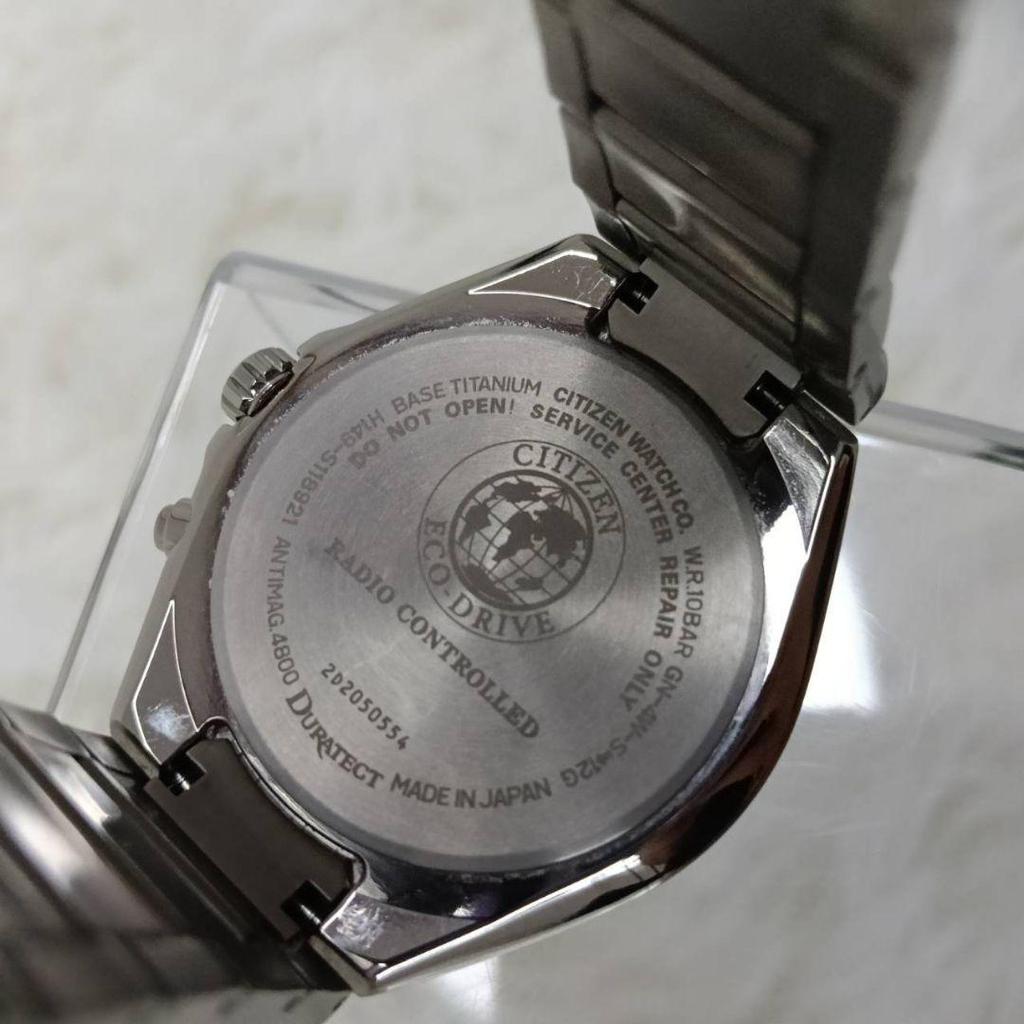 Used [Good Condition] Working CITIZEN Atessa Radio Solar Titanium Blue Men's