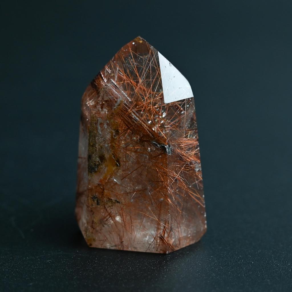 Eigado Rutilated Quartz 53mm Natural Quartz Power Good Luck In and Overall Good Point, Tall, Stone, Stone, Work, Money, Fortune, 2509-point-Rut-02