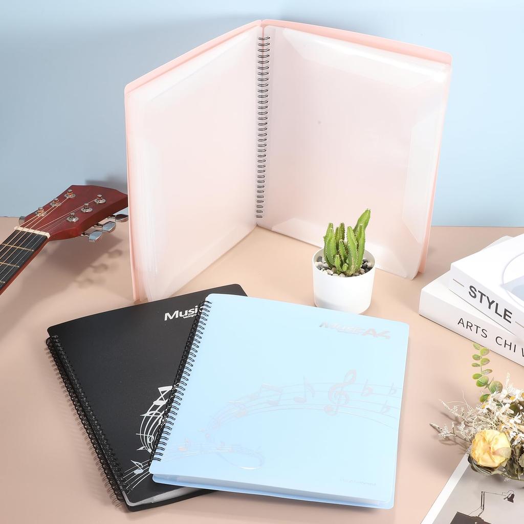 Uxcell Sheet Music Folder, 30 Pockets, 60 Pages, Spiral Binder, Document Holder, A4Letter Size (8.5 X 11") Compatible, Blue