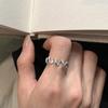 Panjbj  Copper Wave Ring For Women Irregular Ins Design Versatile Minimalist Trend Open Jewelry Gift Dropship