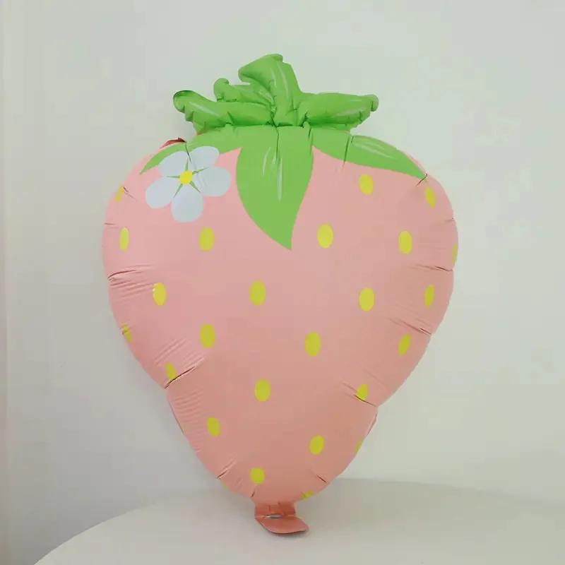 Strawberry Balloon Cute Sweet Foil Mylar Fruit Balloon Strawberry Themed Birthday Party Decoration Girls Kids Baby Shower Supply