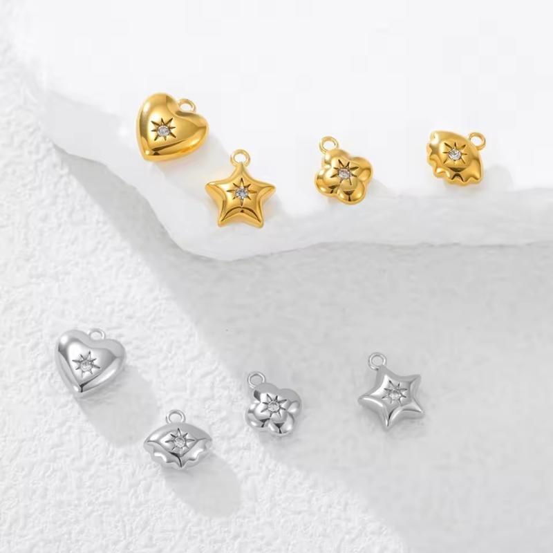 2Pcs Love Star Shell Pendant Stainless Steel Summer Diy Necklace Earrings Bracelet Jewelry Making Accessories