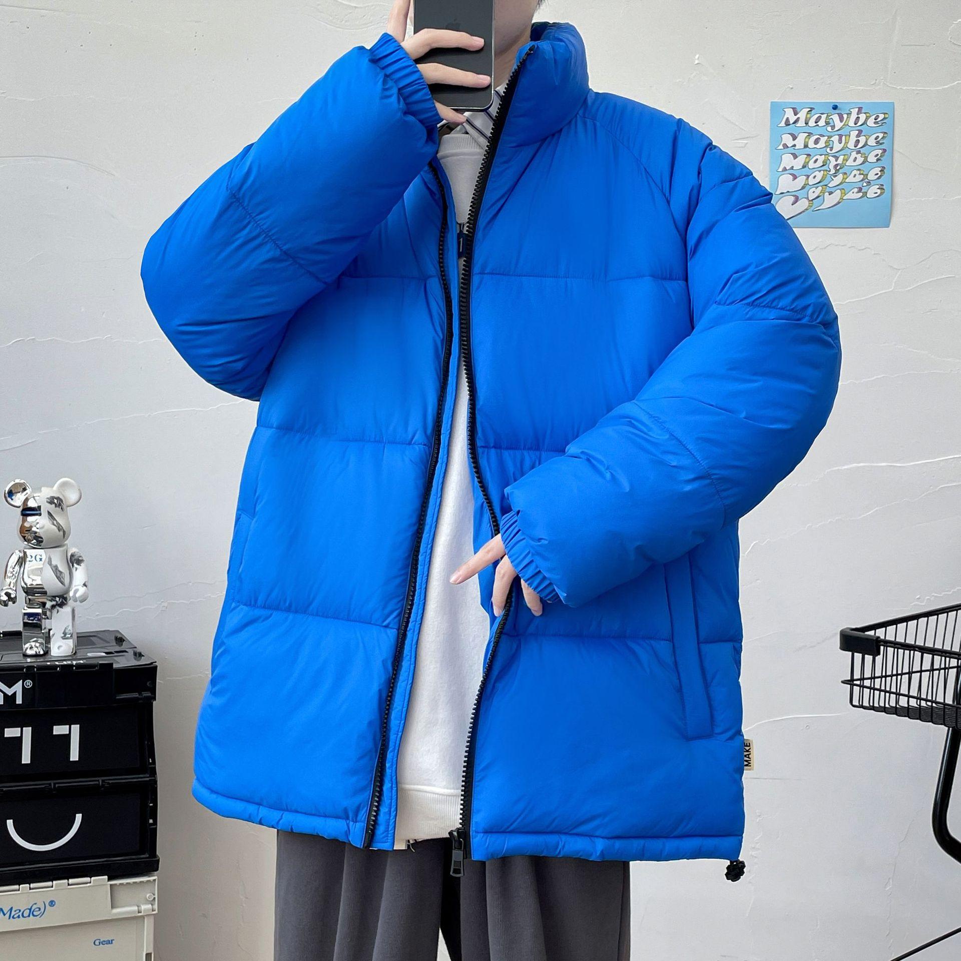 

Men s Winter New Men s Korean Style Versatile Stand-up Collar Trendy Thickened and Warm Couple Internet Celebrity Same Style Solid Color Jacket 4XL