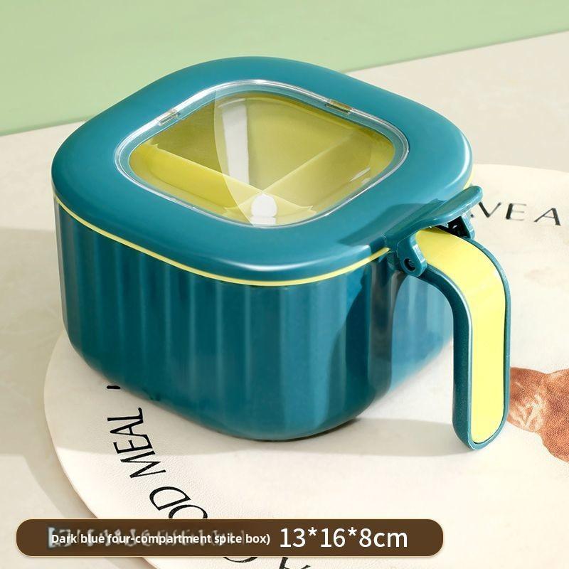 Seasoning Box Set, 4-in-one Salt Shaker, Household Kitchen Seasoning Box with Lid
