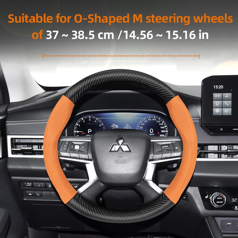 Cwnqah1 Cwmvjg1 Suitable for Mitsubishi Breathable Leather Matte Carbon Fiber Texture Steering Wheel Cover, Suitable for Outlander Phev Sport Eclipse