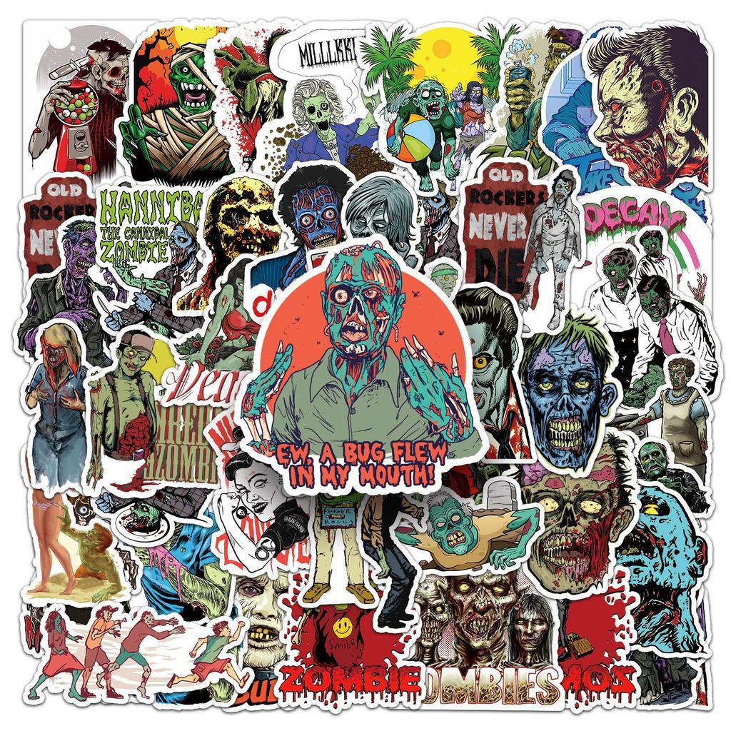 51 Pictures of Zombie Graffiti Personality Horror Trend DIY Skateboard Water Cup Suitcase Stickers Car Stickers