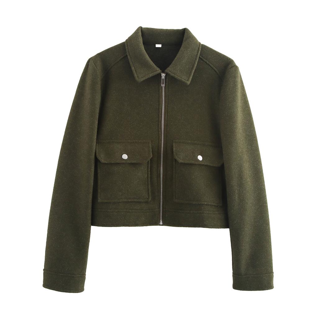 Women's Zipper Jacket Coat New Winter Long Sleeve Pocket Outerwear Coat Short Street Elegant Women's Jacket