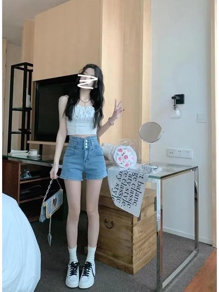 Ultra High Waist Black Denim Shorts - Super Short Summer Hot Pants